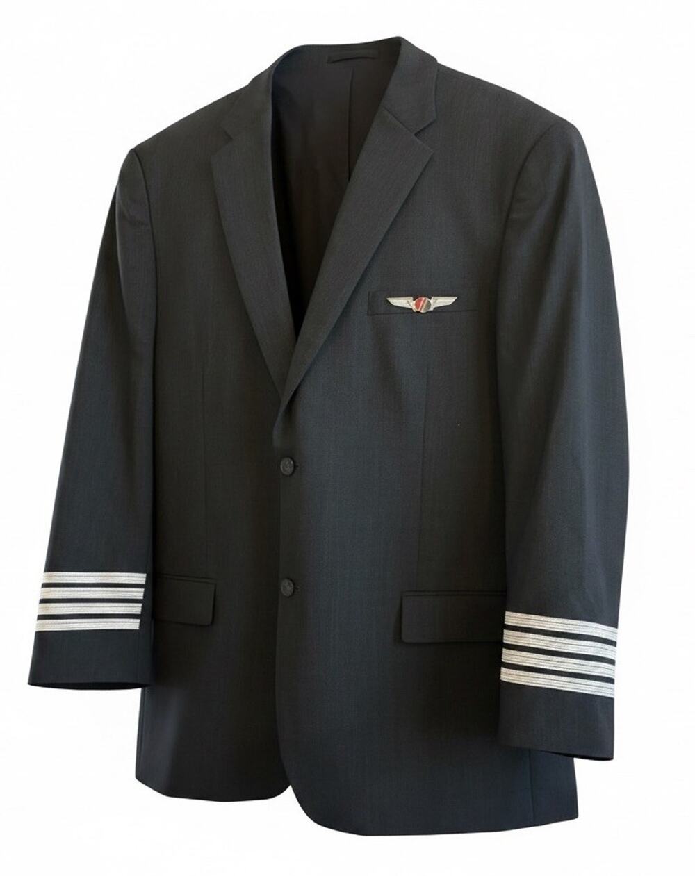 VTG Continental Airlines Captain Uniform Jacket 48L & Metal Pilot Wings Set